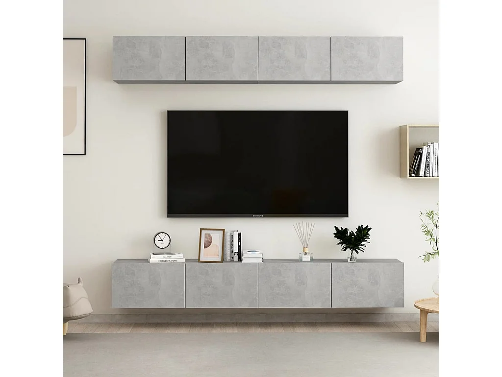 Berkfield TV Cabinets 4 pcs Concrete Grey 100x30x30 cm Engineered Wood