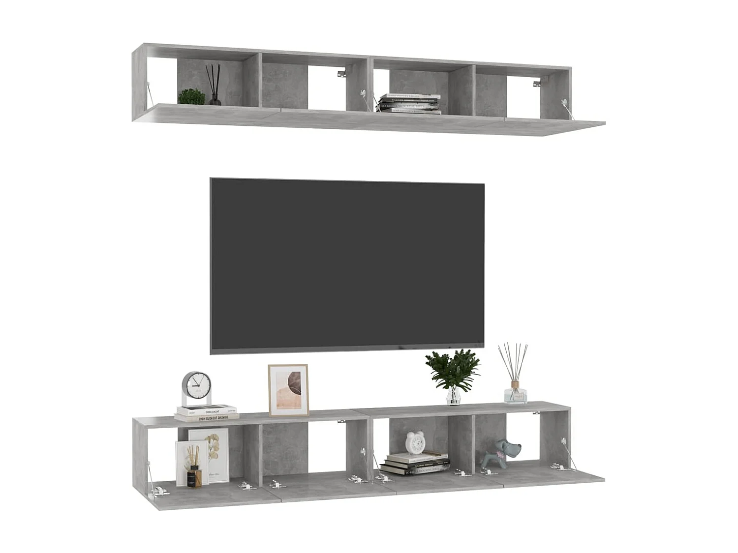 Berkfield TV Cabinets 4 pcs Concrete Grey 100x30x30 cm Engineered Wood