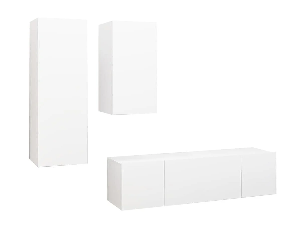 Berkfield 4 Piece TV Cabinet Set White Engineered Wood