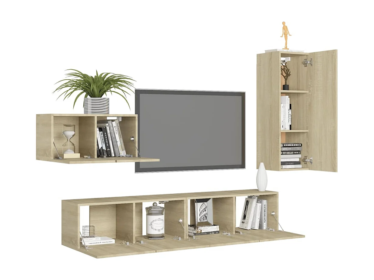 Berkfield 4 Piece TV Cabinet Set Sonoma Oak Engineered Wood
