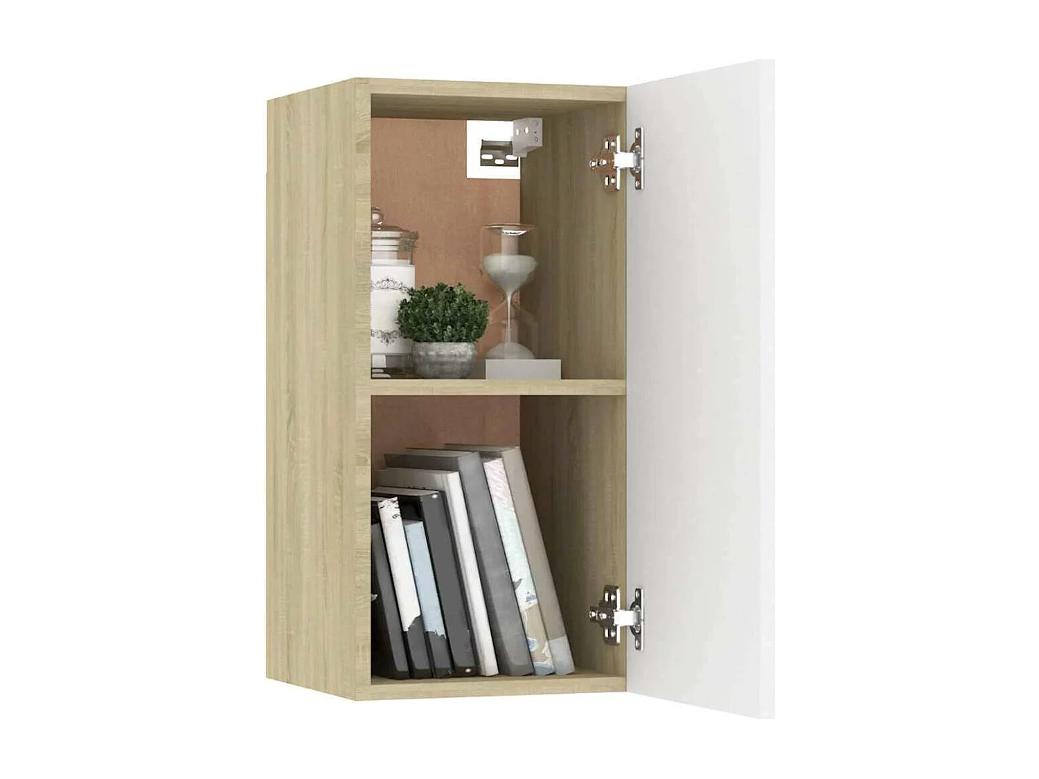 Berkfield TV Cabinet White and Sonoma Oak 30.5x30x60 cm Engineered Wood