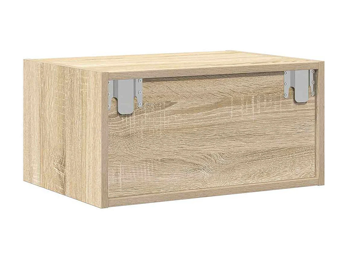 Berkfield Wall-mounted Bedside Cabinet with LED Lights Sonoma Oak