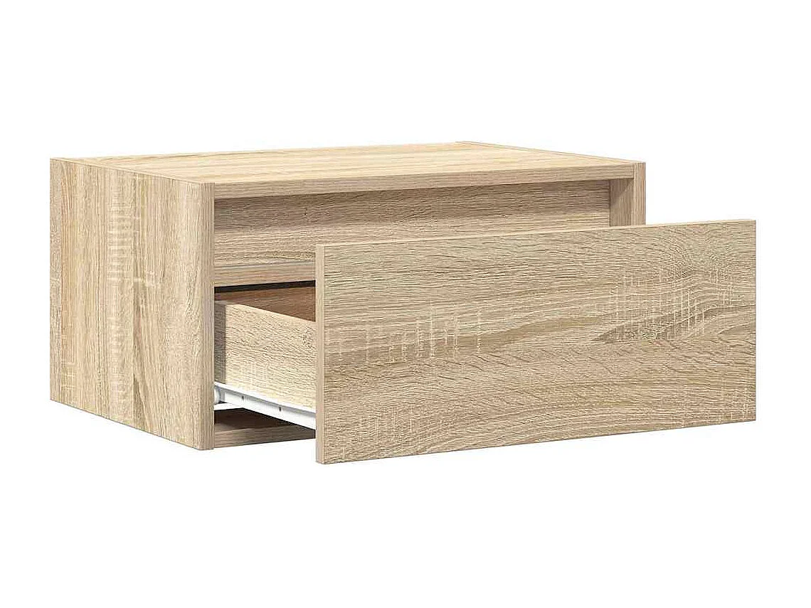 Berkfield Wall-mounted Bedside Cabinet with LED Lights Sonoma Oak