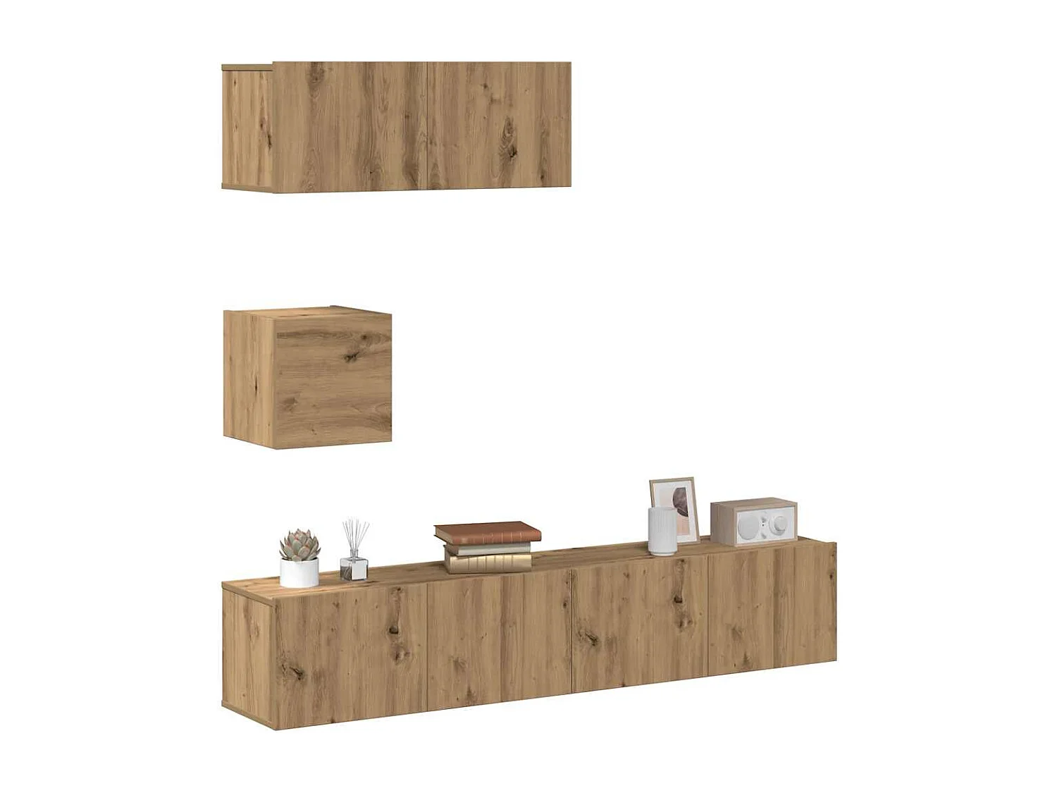 Berkfield 4 Piece TV Cabinet Set Wall-mounted Artisan Oak Engineered Wood
