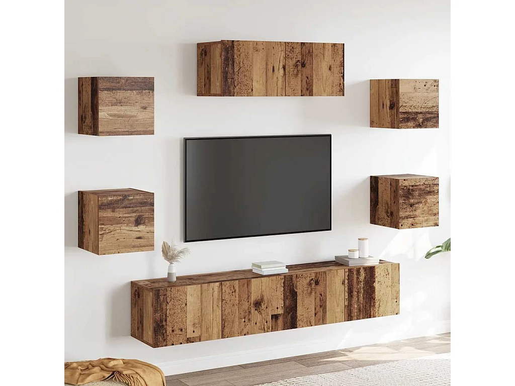 Berkfield 5 Piece TV Cabinet Set Wall-mounted Old Wood