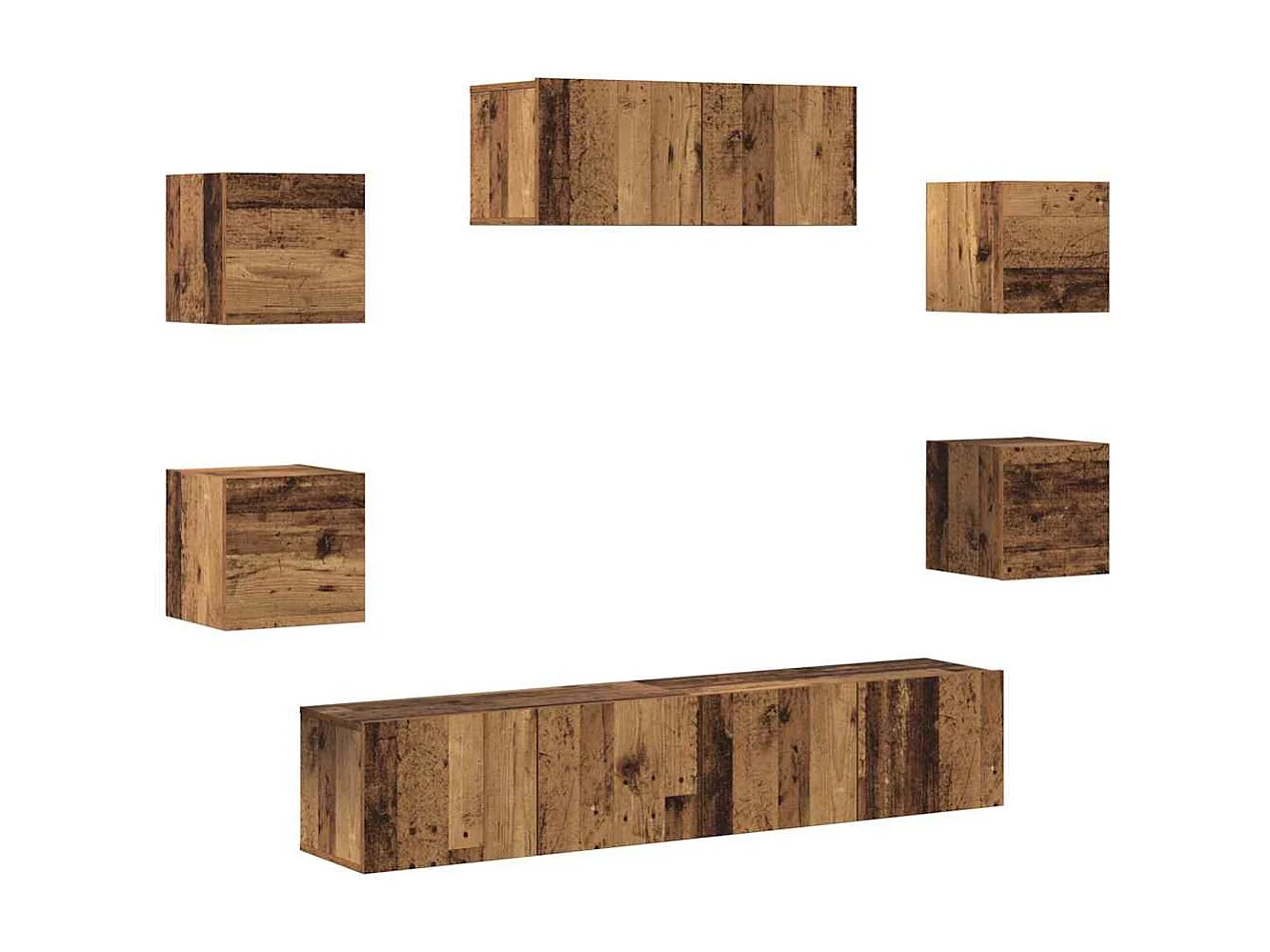 Berkfield 5 Piece TV Cabinet Set Wall-mounted Old Wood