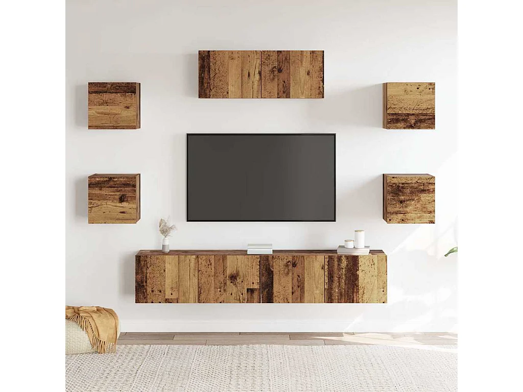 Berkfield 5 Piece TV Cabinet Set Wall-mounted Old Wood
