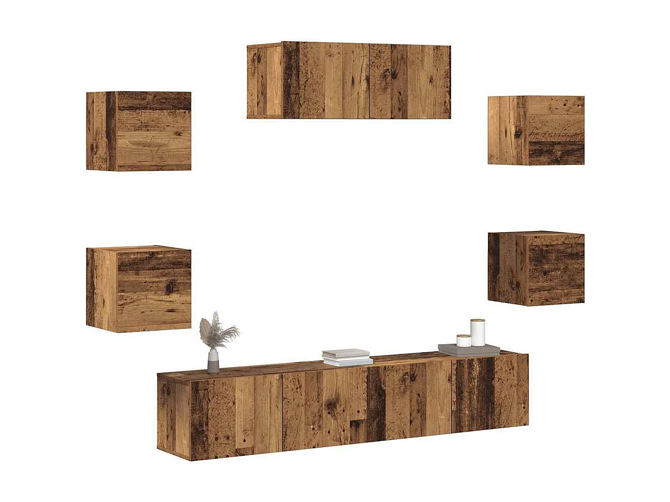 Berkfield 5 Piece TV Cabinet Set Wall-mounted Old Wood