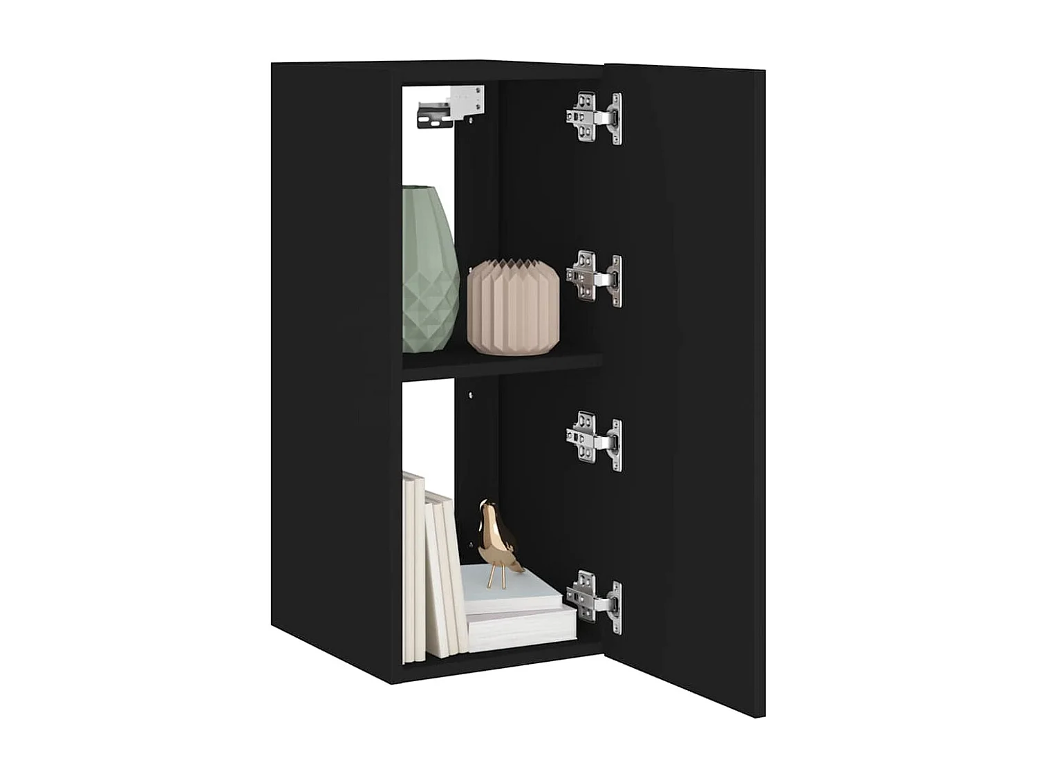 Berkfield TV Wall Cabinet with LED Lights Black 30.5x35x70 cm