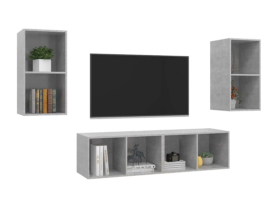 Berkfield Wall-mounted TV Cabinets 4 pcs Concrete Grey Engineered Wood