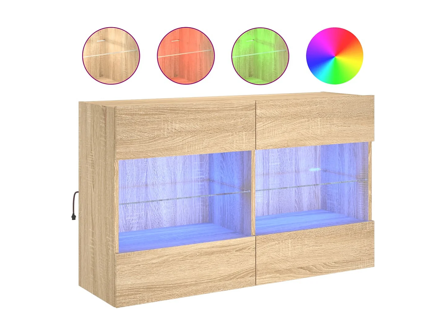 Berkfield TV Wall Cabinet with LED Lights Sonoma Oak 98.5x30x60.5 cm