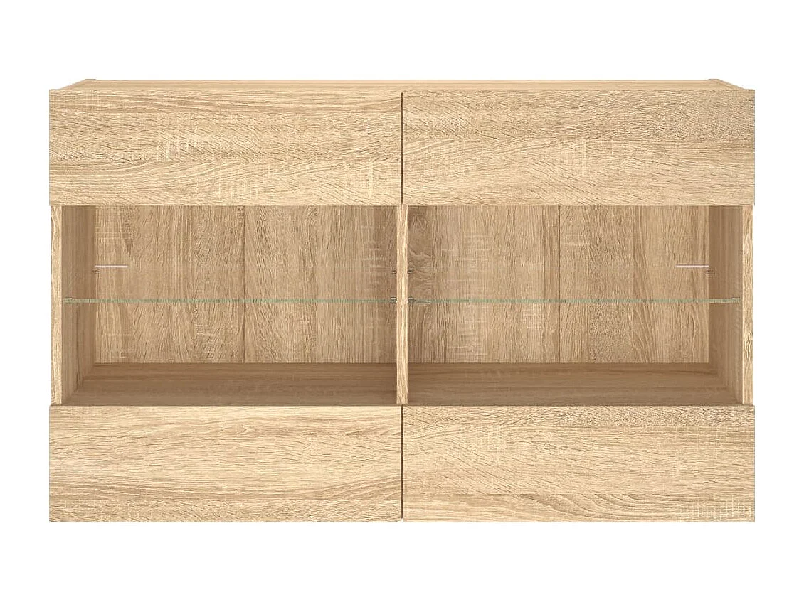 Berkfield TV Wall Cabinet with LED Lights Sonoma Oak 98.5x30x60.5 cm