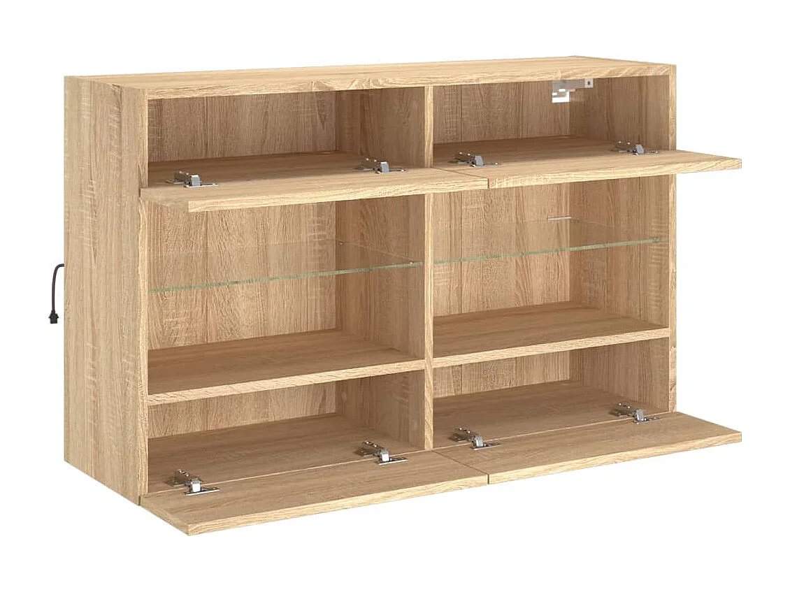 Berkfield TV Wall Cabinet with LED Lights Sonoma Oak 98.5x30x60.5 cm