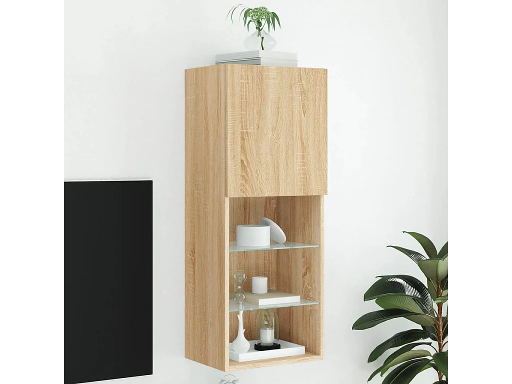 Berkfield TV Cabinet with LED Lights Sonoma Oak 40.5x30x102 cm