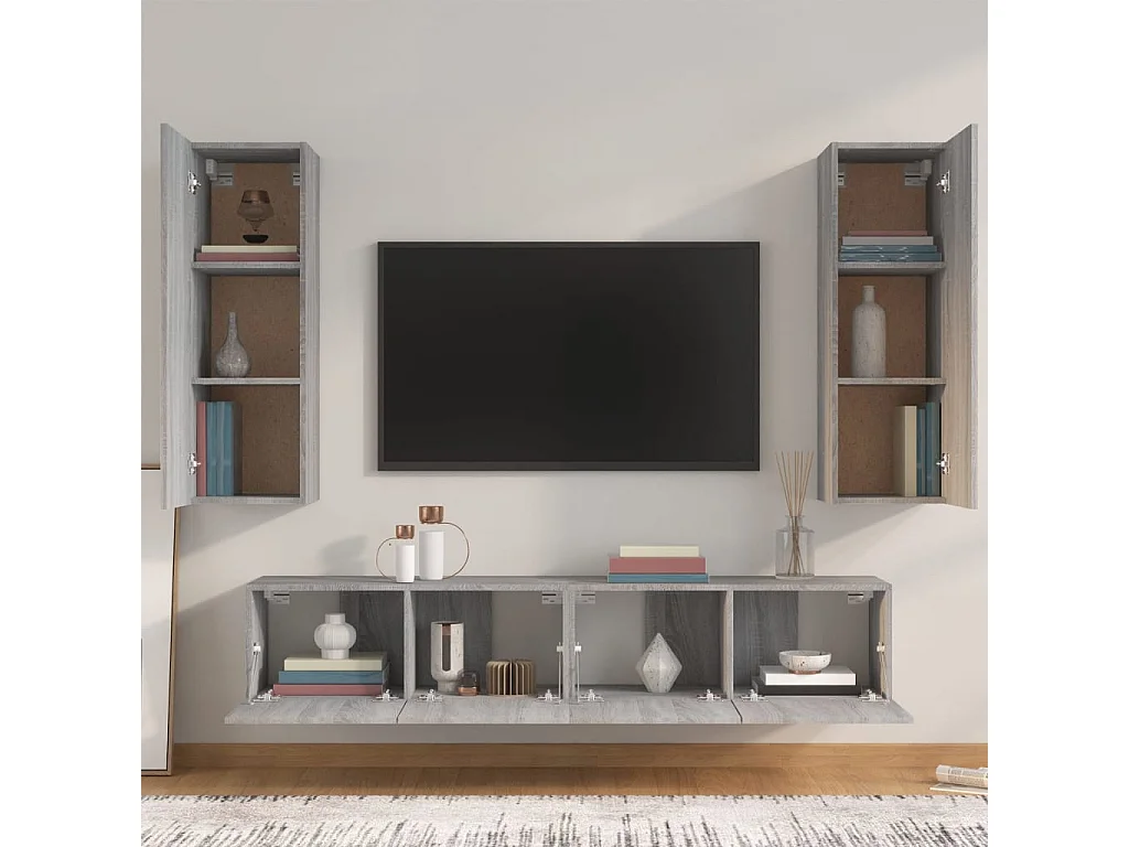 Berkfield 4 Piece TV Cabinet Set Grey Sonoma Engineered Wood