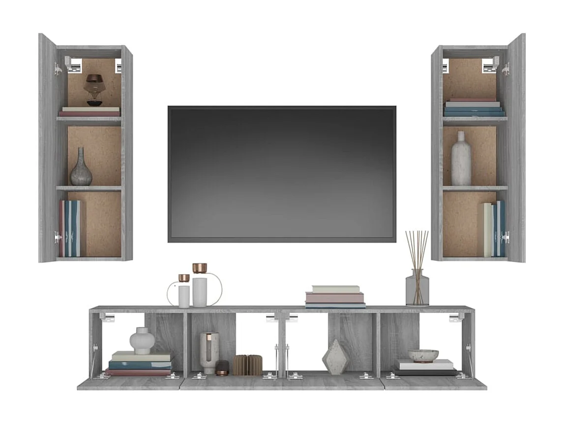 Berkfield 4 Piece TV Cabinet Set Grey Sonoma Engineered Wood
