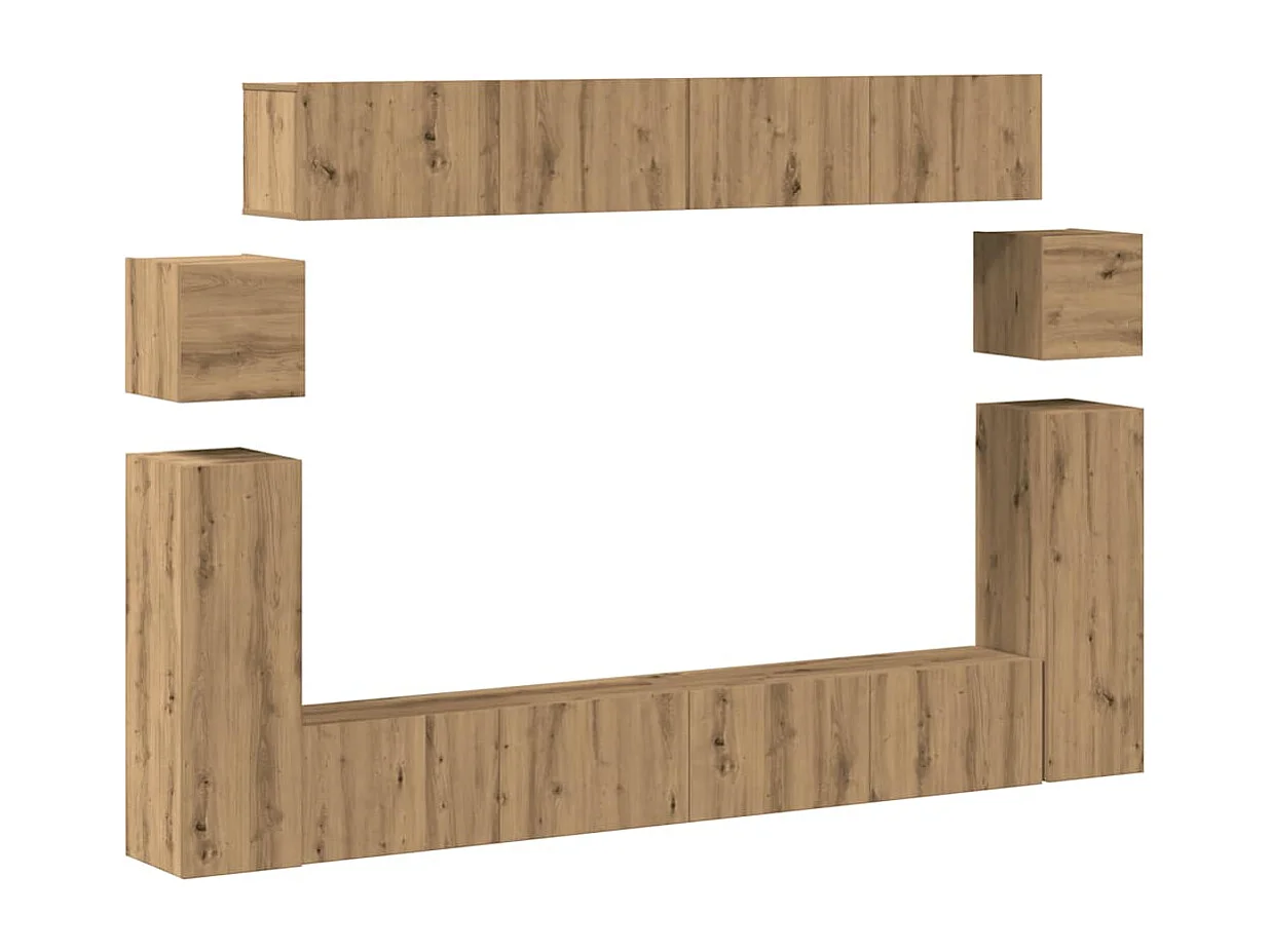 Berkfield 8 Piece TV Cabinet Set Wall-mounted Artisan Oak Engineered Wood