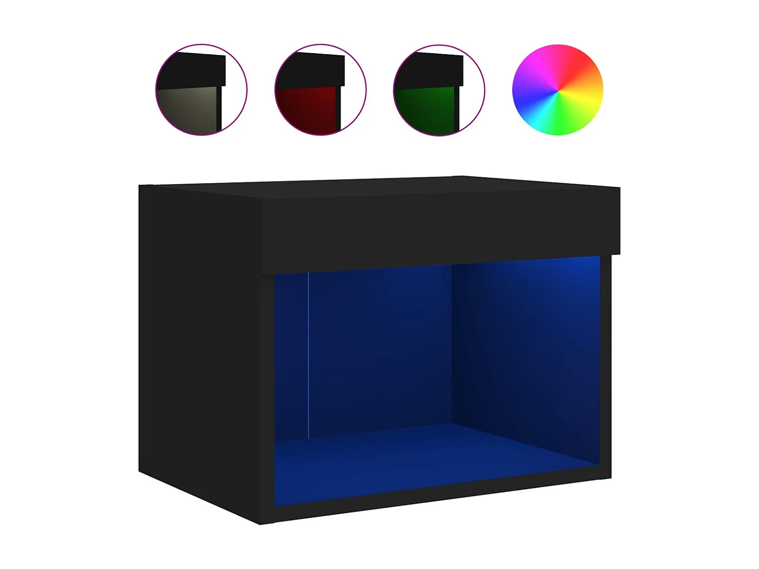 Berkfield Bedside Cabinet with LED Lights Wall-mounted Black