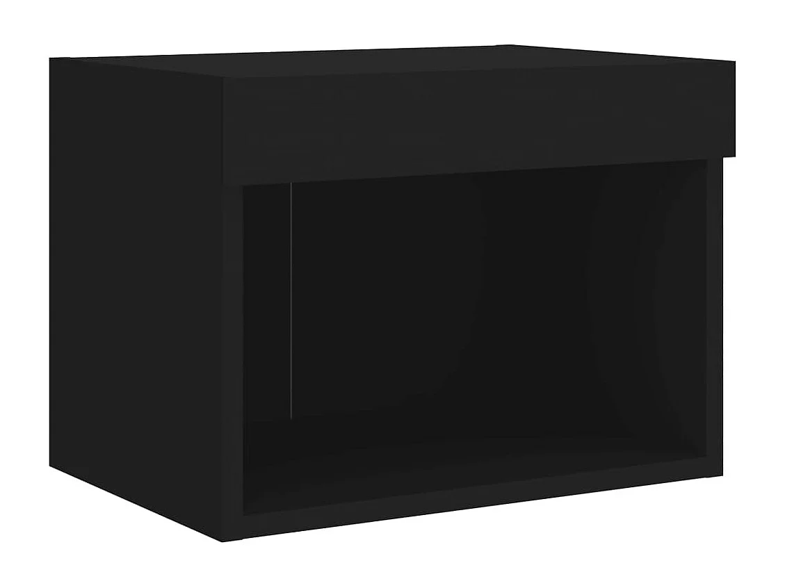 Berkfield Bedside Cabinet with LED Lights Wall-mounted Black