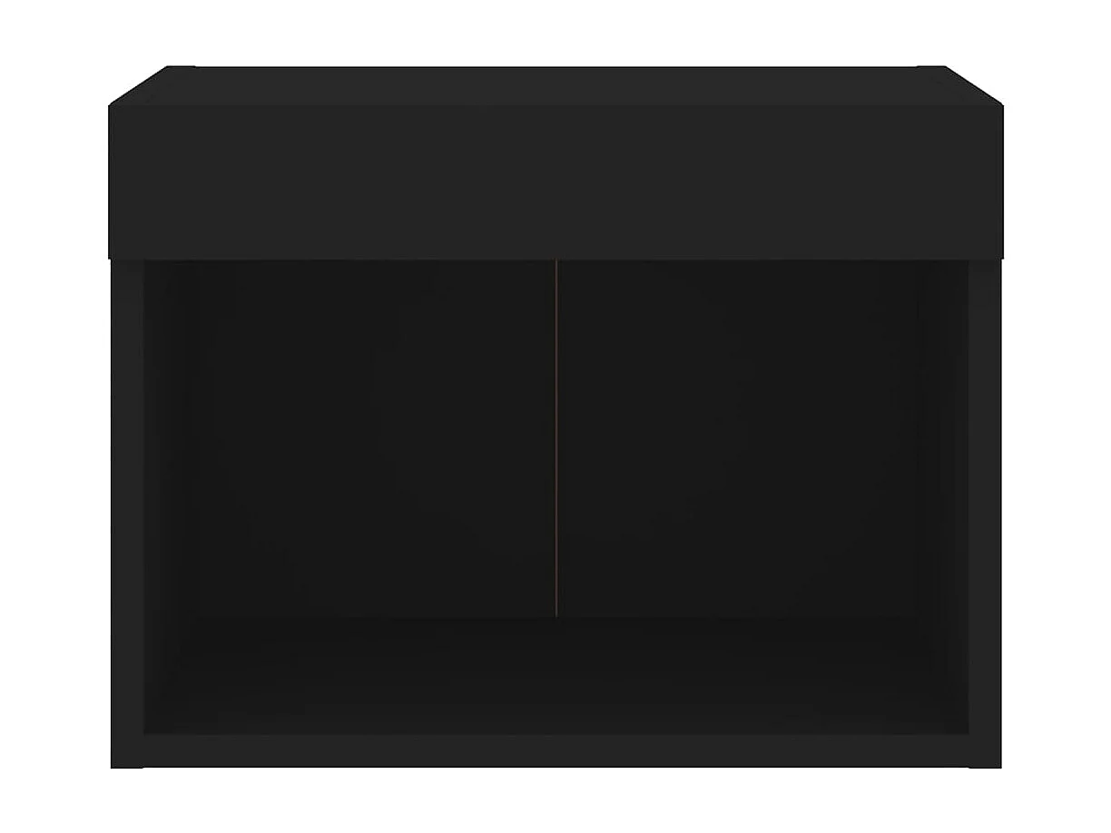 Berkfield Bedside Cabinet with LED Lights Wall-mounted Black
