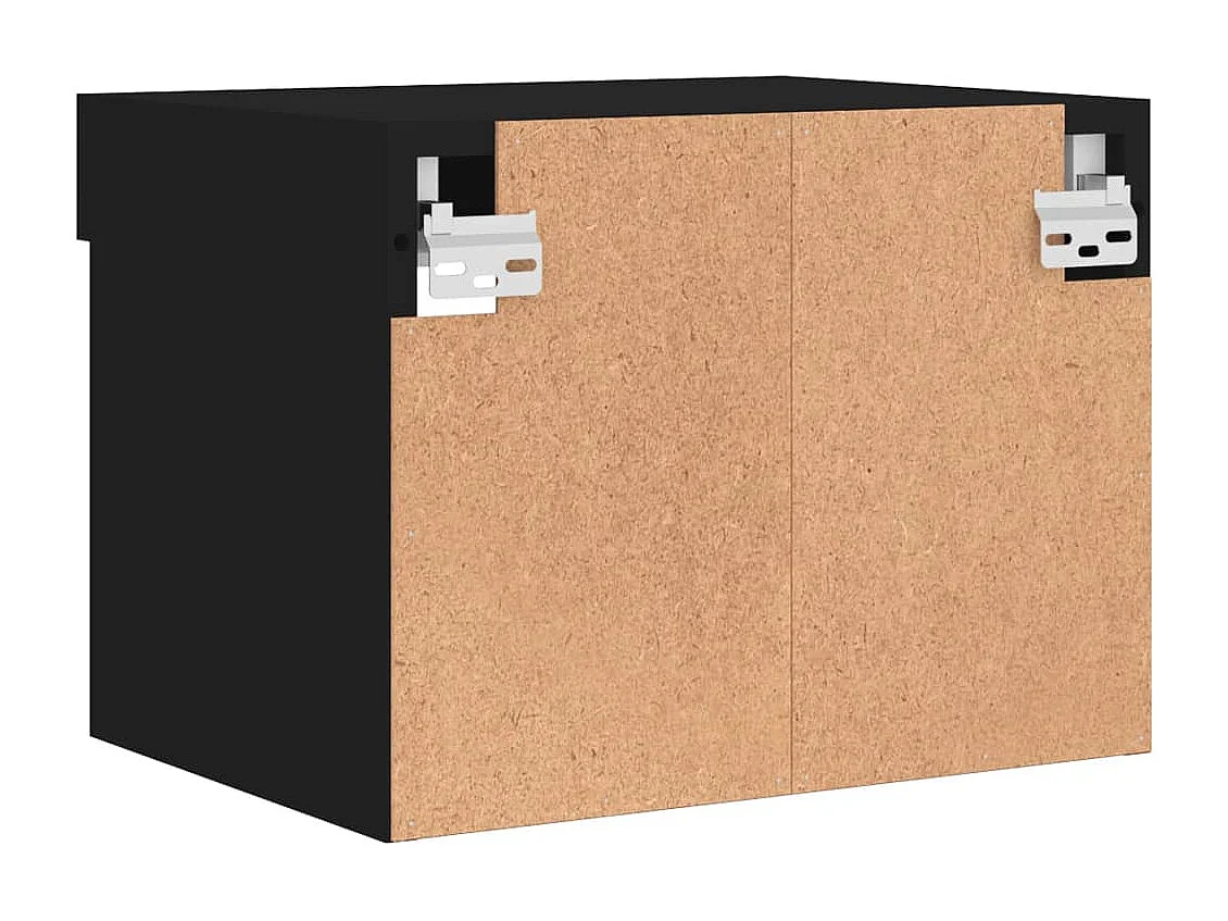 Berkfield Bedside Cabinet with LED Lights Wall-mounted Black
