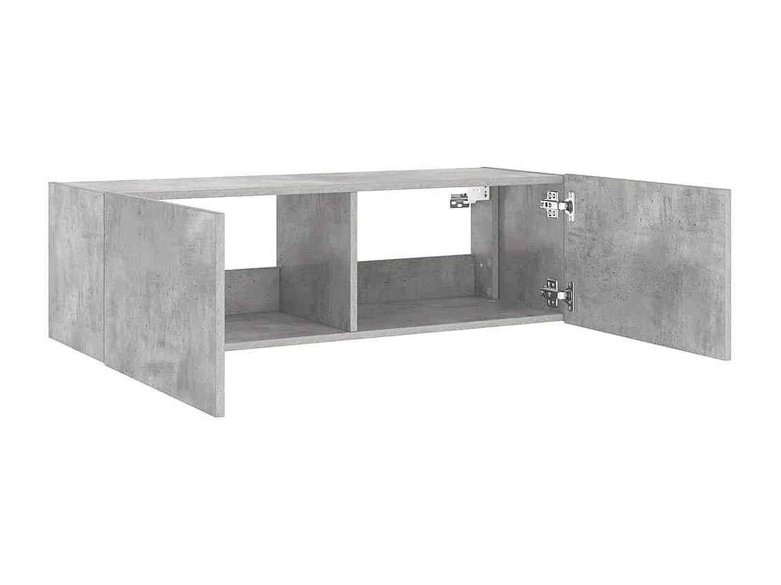 Berkfield TV Wall Cabinet with LED Lights Concrete Grey 100x35x31 cm