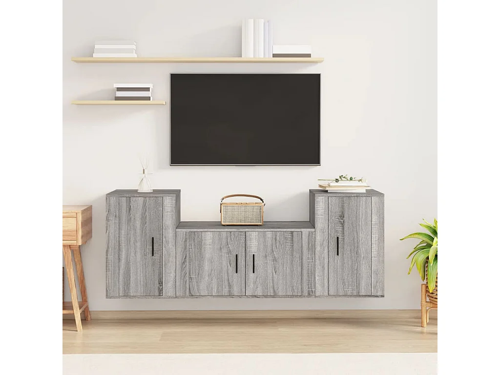 Berkfield 3 Piece TV Cabinet Set Grey Sonoma Engineered Wood