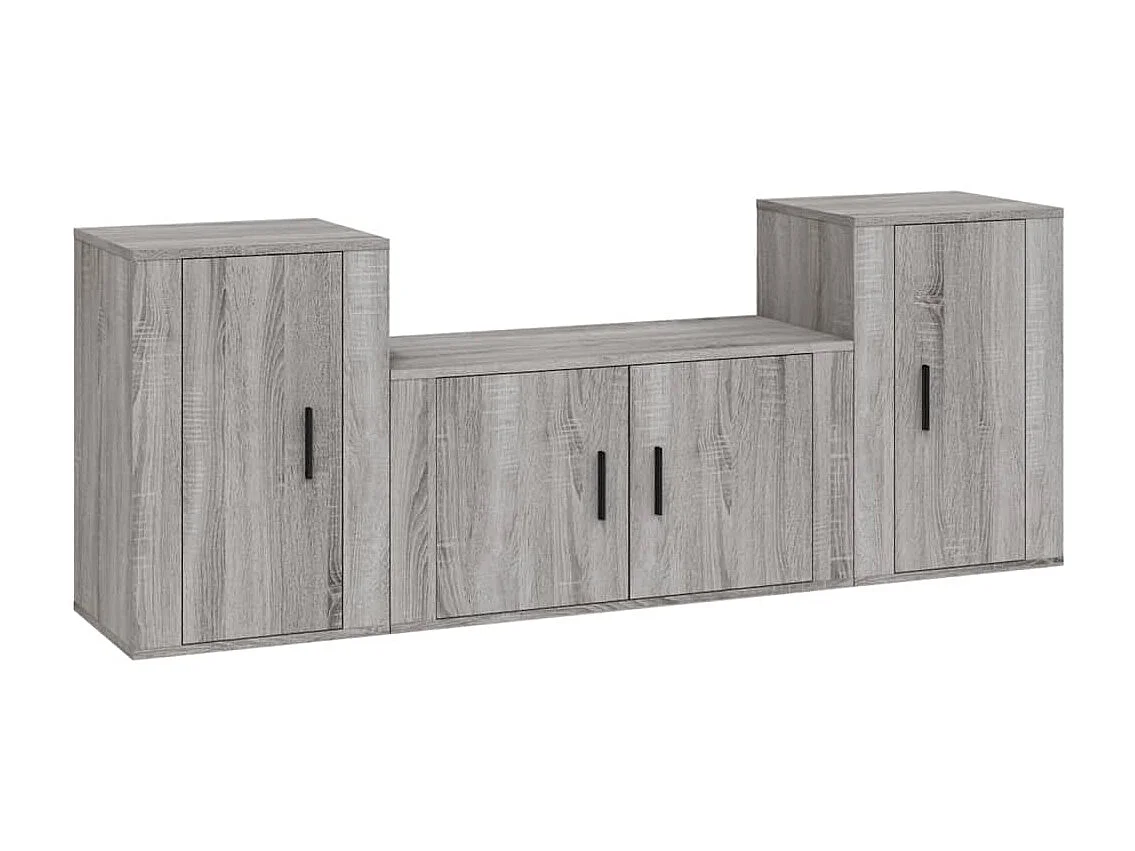 Berkfield 3 Piece TV Cabinet Set Grey Sonoma Engineered Wood