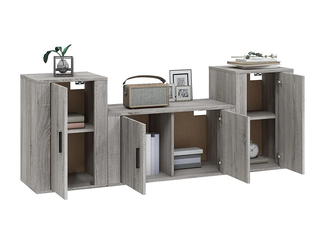 Berkfield 3 Piece TV Cabinet Set Grey Sonoma Engineered Wood