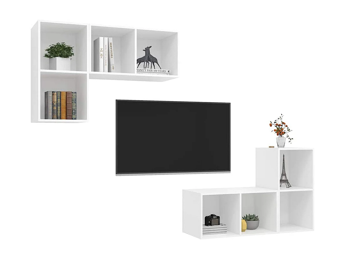 Berkfield Wall-mounted TV Cabinets 4 pcs White Engineered Wood