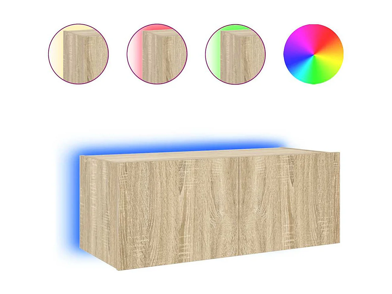 Berkfield TV Wall Cabinet with LED Lights Sonoma Oak 80x35x31 cm