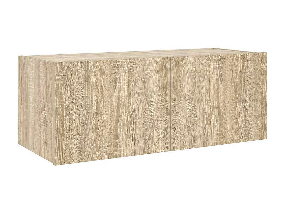 Berkfield TV Wall Cabinet with LED Lights Sonoma Oak 80x35x31 cm