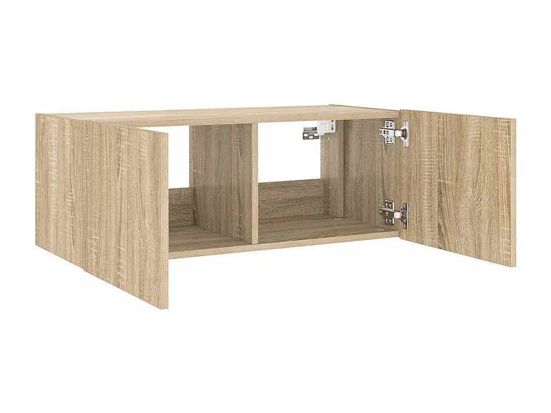 Berkfield TV Wall Cabinet with LED Lights Sonoma Oak 80x35x31 cm