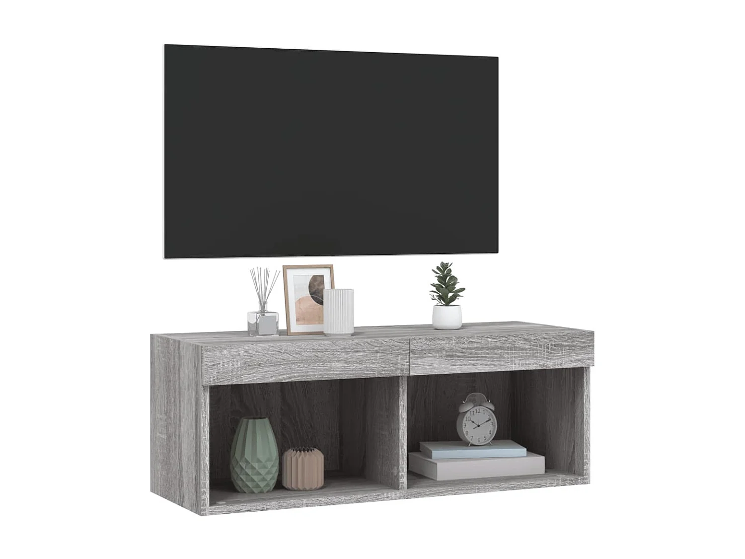 Berkfield TV Cabinet with LED Lights Grey Sonoma 80x30x30 cm