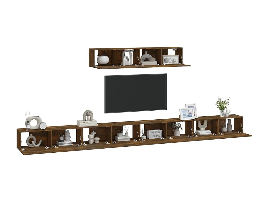 Berkfield 4 Piece TV Cabinet Set Smoked Oak Engineered Wood