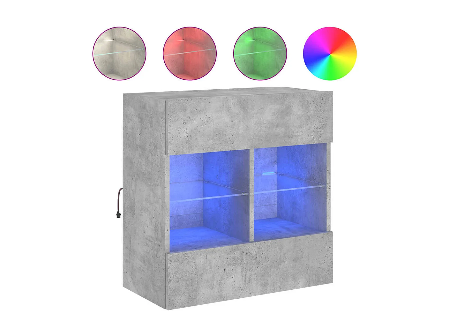 Berkfield TV Wall Cabinet with LED Lights Concrete Grey 58.5x30x60.5 cm