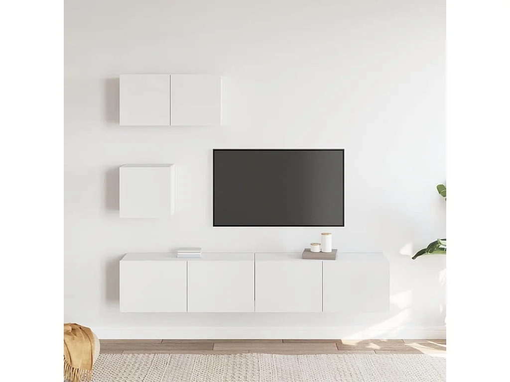Berkfield 4 Piece TV Cabinet Set White Engineered Wood