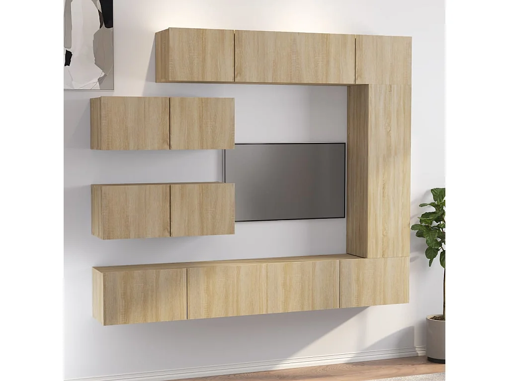 Berkfield 7 Piece TV Cabinet Set Sonoma Oak Engineered Wood