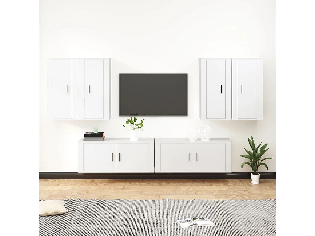 Berkfield 6 Piece TV Cabinet Set White Engineered Wood