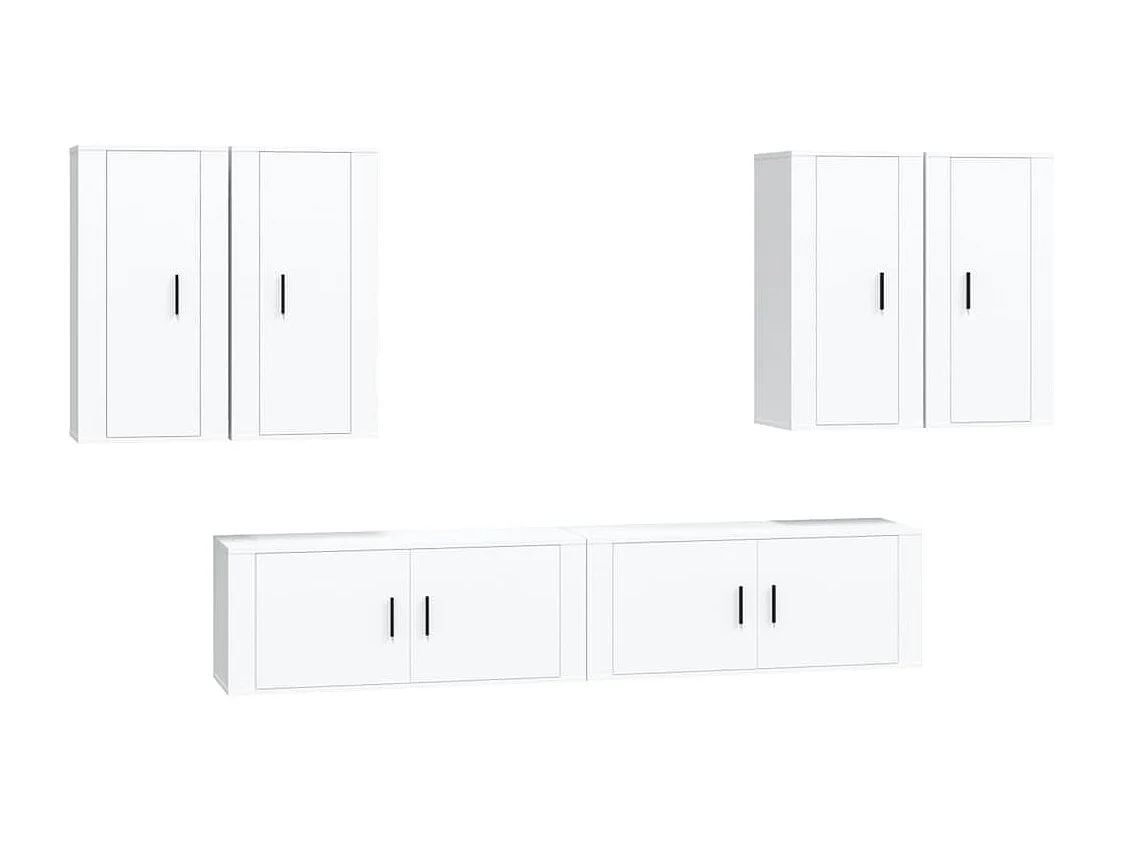 Berkfield 6 Piece TV Cabinet Set White Engineered Wood
