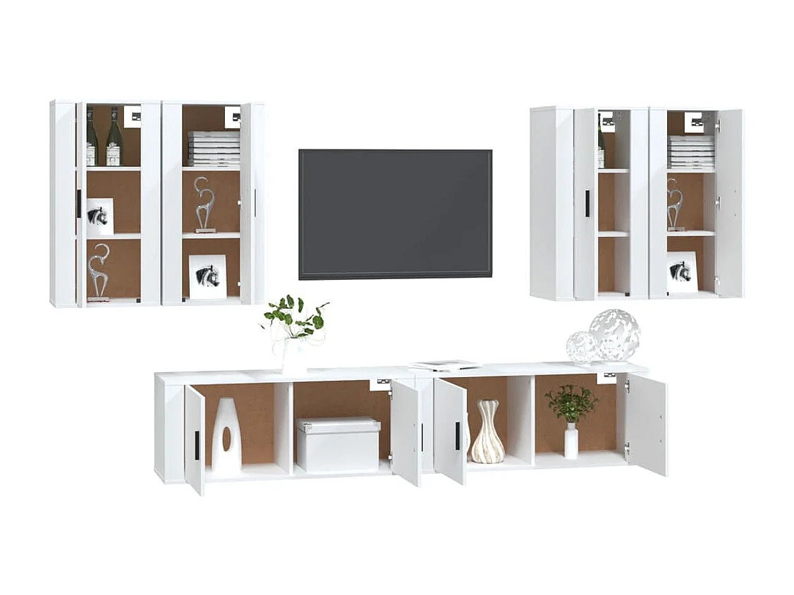 Berkfield 6 Piece TV Cabinet Set White Engineered Wood