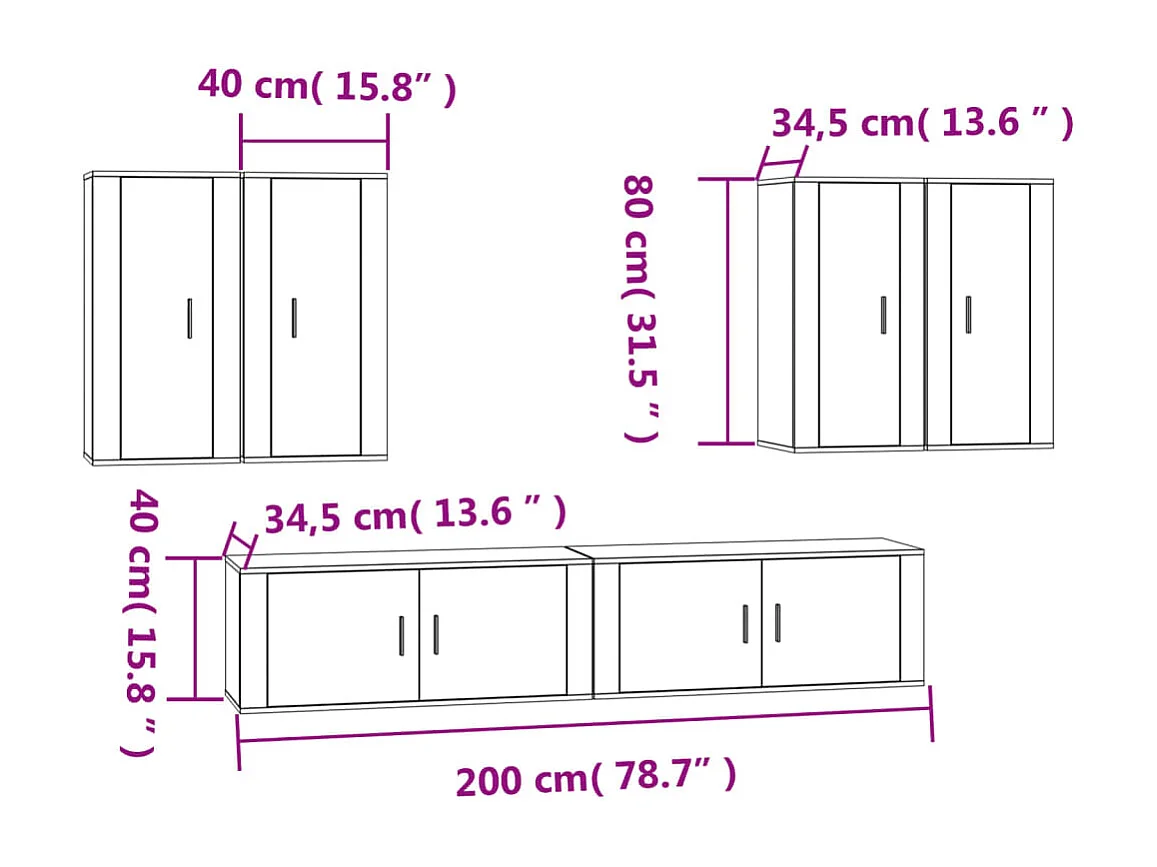 Berkfield 6 Piece TV Cabinet Set White Engineered Wood