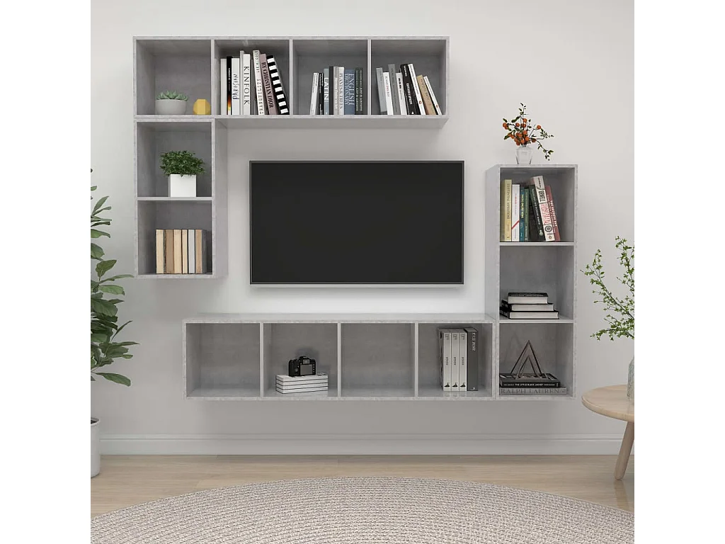 Berkfield 4 Piece TV Cabinet Set Concrete Grey Engineered Wood