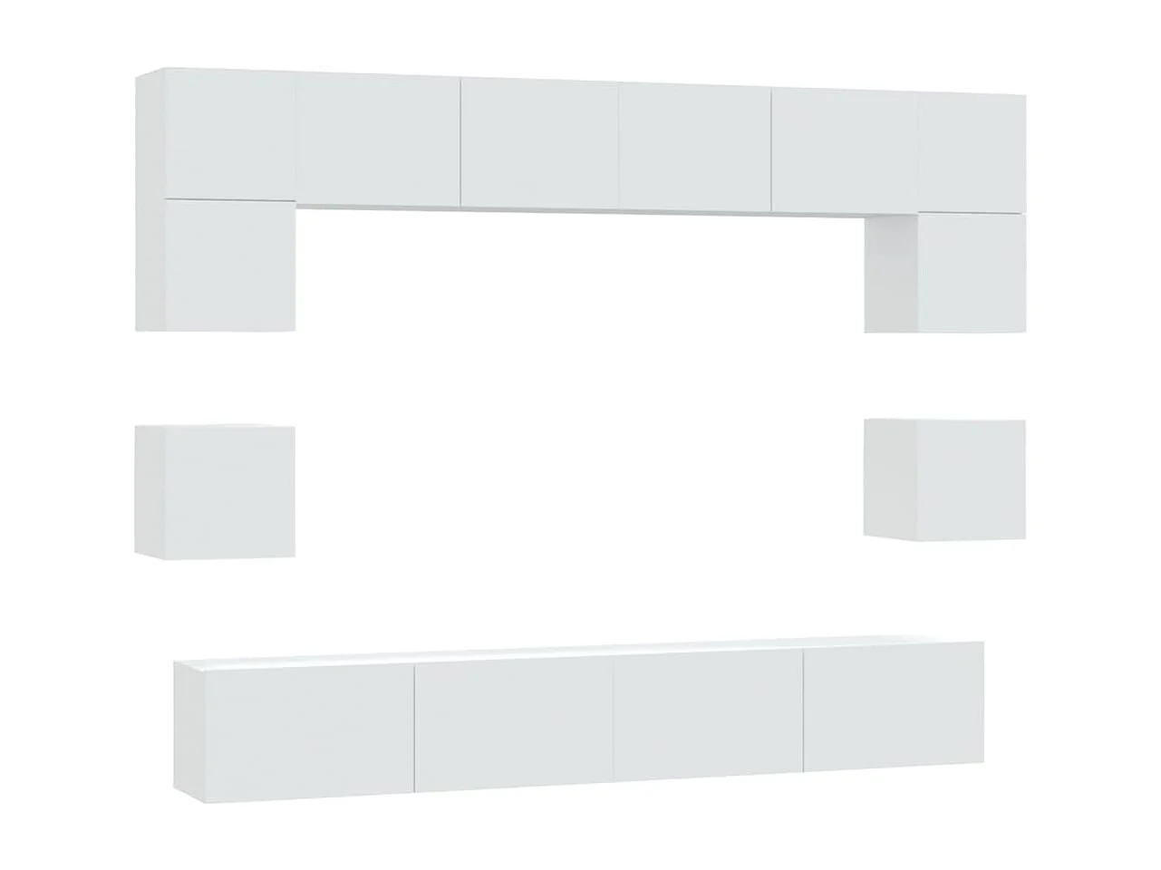 Berkfield 8 Piece TV Cabinet Set White Engineered Wood