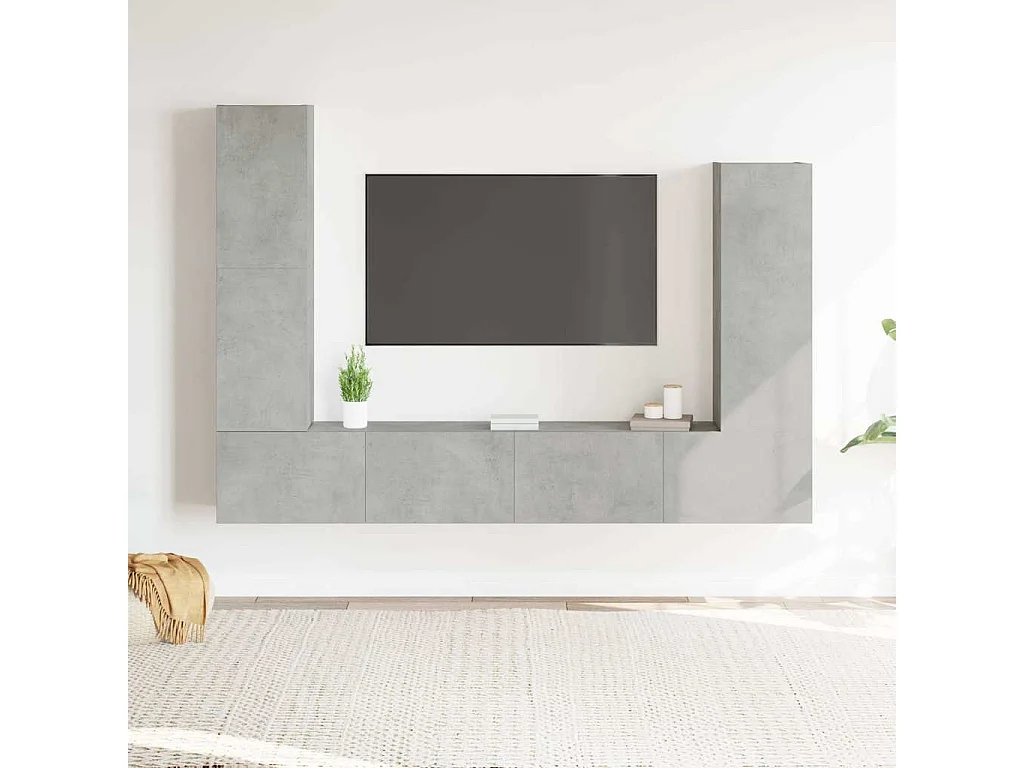 Berkfield 4 Piece TV Cabinet Set Concrete Grey Engineered Wood