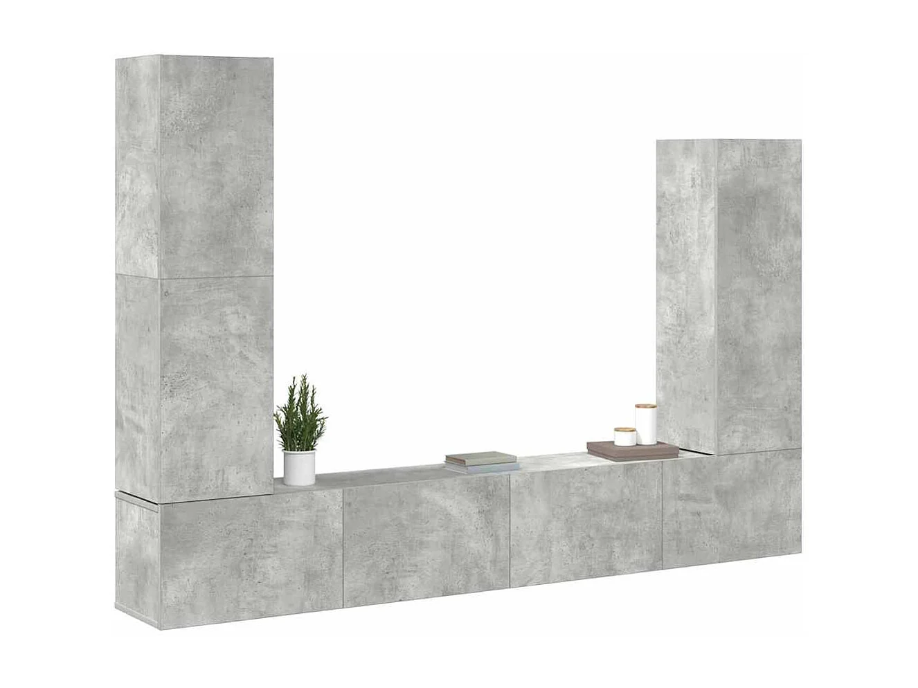 Berkfield 4 Piece TV Cabinet Set Concrete Grey Engineered Wood