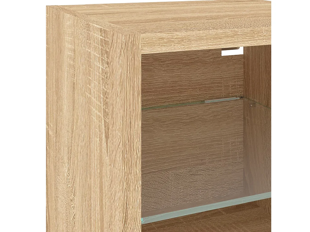 Berkfield TV Wall Cabinet with LED Lights Sonoma Oak 30x28.5x30 cm