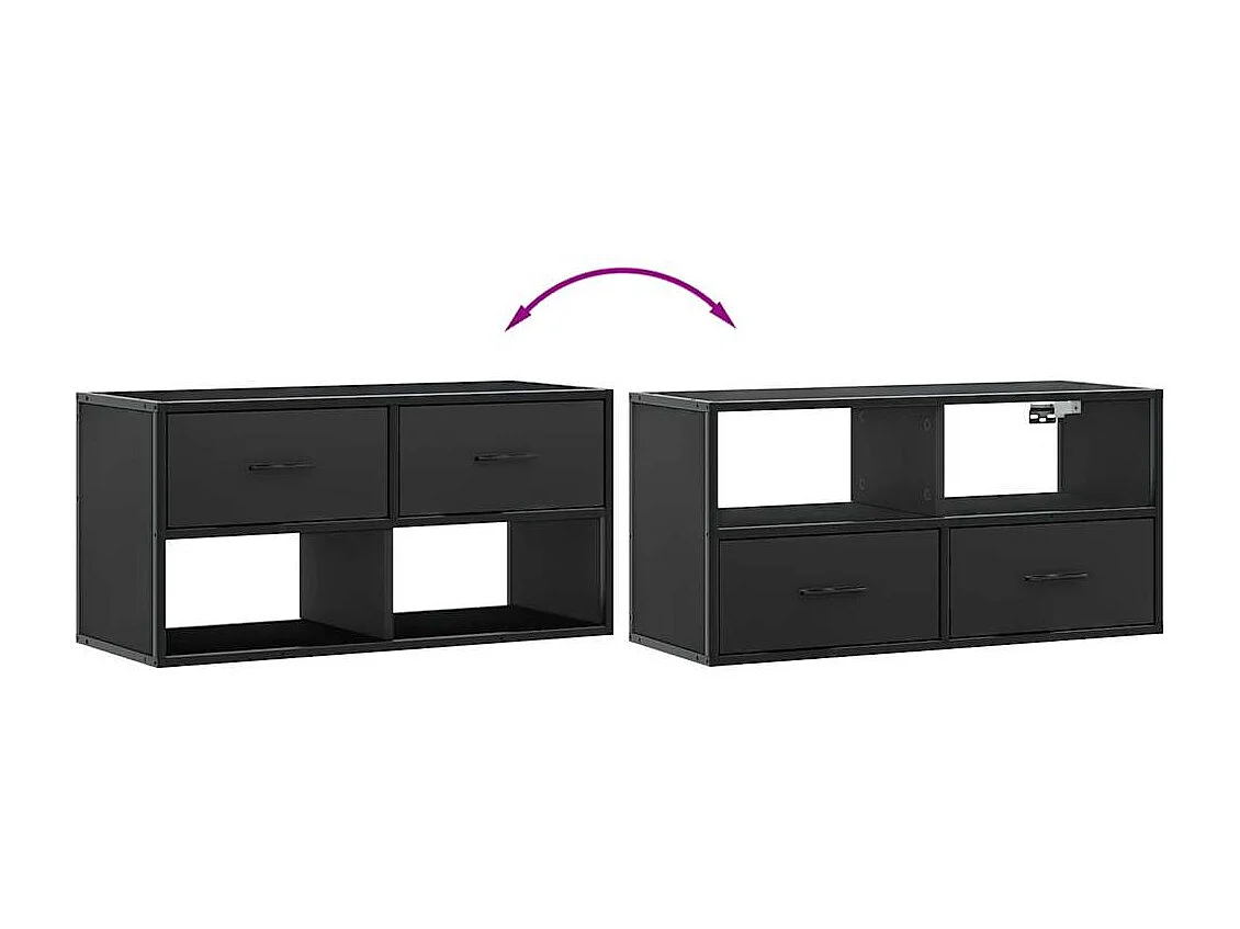 Berkfield TV Cabinet Black 80x31x39.5 cm Engineered Wood and Metal