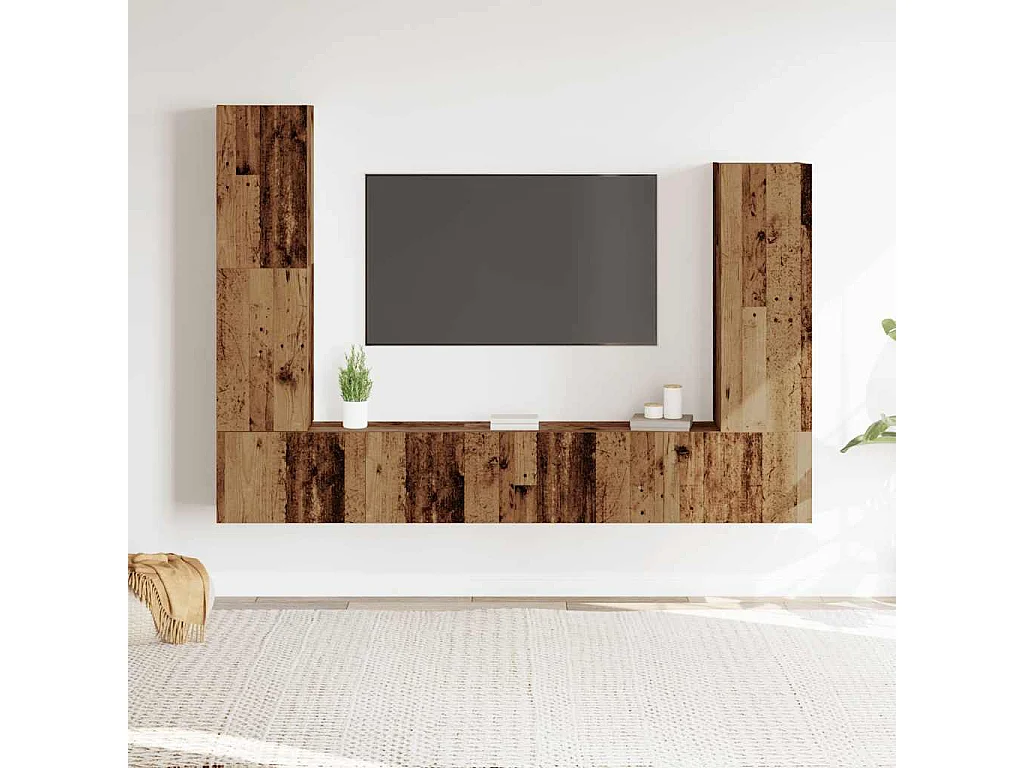 Berkfield 4 Piece TV Cabinet Set Wall-mounted Old Wood Engineered Wood