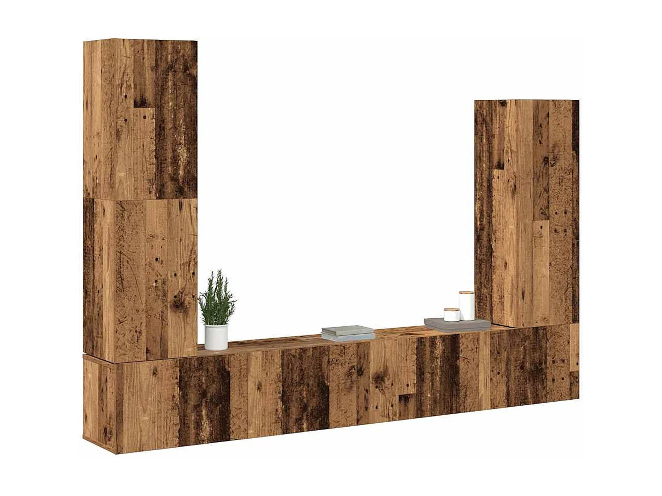 Berkfield 4 Piece TV Cabinet Set Wall-mounted Old Wood Engineered Wood